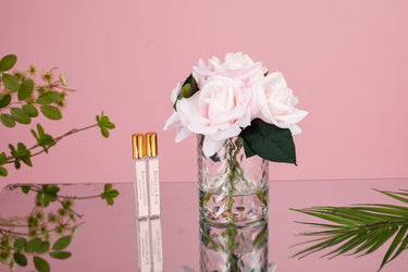 *CLEARANCE* Herringbone Flower - 5 French Roses - Clear - French Pink - HCF33